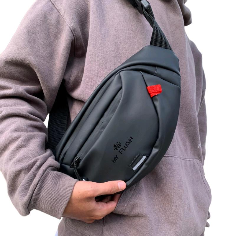 MyFlush Satchel Waistbag - Tas Selempang/Bahu Anti Air Unisex - Hitam, Slingbag 0