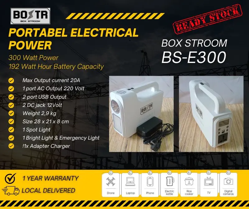 Portable Power Station BS-E300L 300 Watt I 192 Wh Outdoor Camping Genset Tenaga Surya Listrik 0