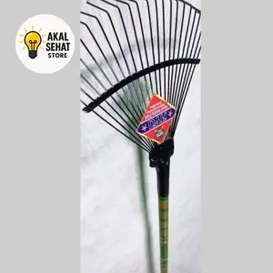 Sapu Taman Besi Garuk Full Besi 35cm x 40cm Anti Karat Kokoh dengan Gagang 110cm Garan Kayu Aman Tahan Lama