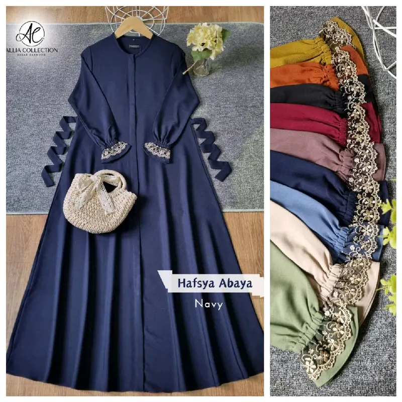 Hafsya Dress by Allia Collection | resleting depan Gamis Zipper Mewah 1