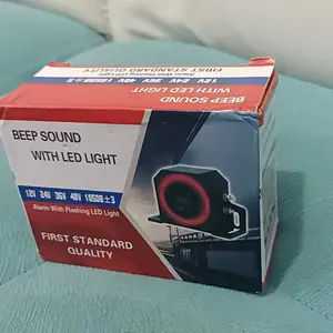Backup Alarm Mundur Mobil Truk Bis 12-24 Volt 1 Suara Dengan Lampu LED MERAH DAN PUTIH