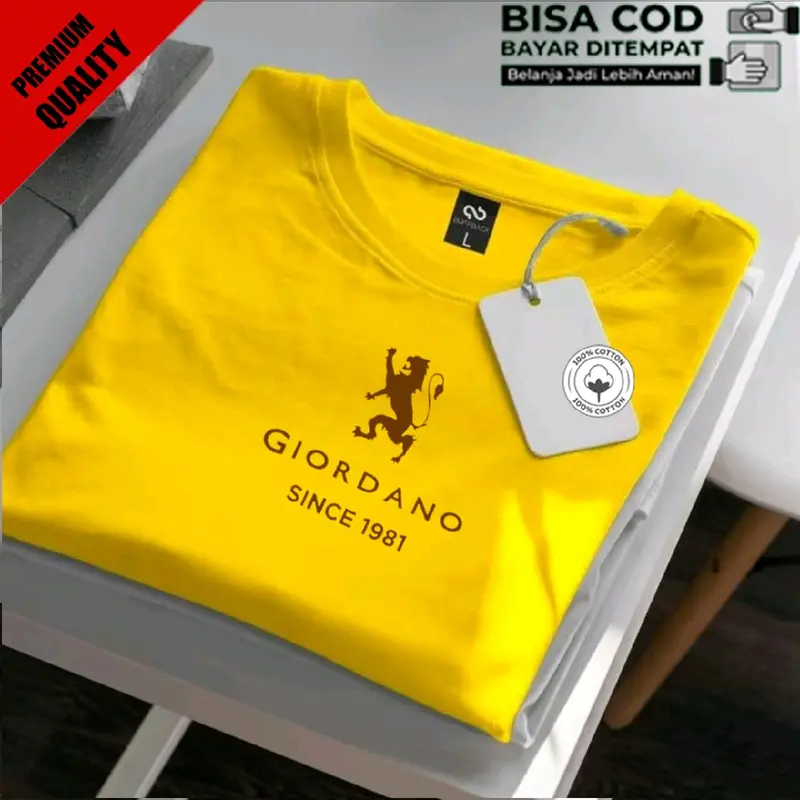 Promo !! Baju Kaos Distro GRDN LION BW Text Gold Premium Quality Kaos Cotton Combed 30s Lengan Pendek T-Shrit Koas Unisex Pria/Wanita Nyaman Panjang 2