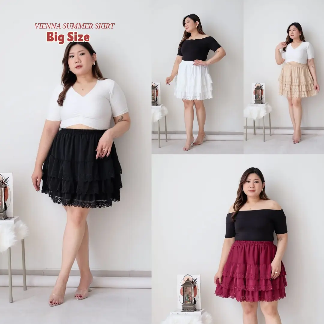 Vienna Rok Jumbo Coquette Viral Kekinian / Rok rampel big size korean style ada inner short muat sampai BB 100kg+