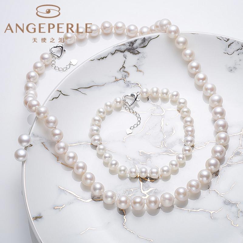 Product Introduction of Versatile Everyday Pearl Three-Piece Set Necklace, Bracelet And Earrings: Necklace 8.5-9.5mm Bracelet 6.5-7.5mm Earrings 7.5-8.5mm Freshwater S925 Silver (TSZL115) 5