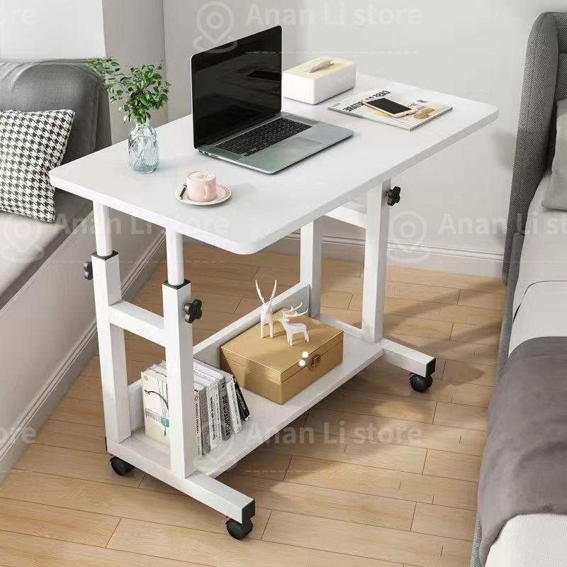 Product Introduction of Multifunctional portable wheeled computer desk portable multifunctional easy lifting laptop table computer desk removable/adjustable computer desk White wheeled desk furniture no fire safety label Yellow (45x30x65) 8
