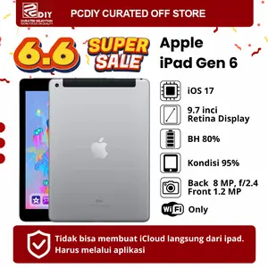 [Bekas] Apple iPad 6 (2018) Original - PROMO TERMURAH! Bisa COD & Garansi 7 Hari. Support iPadOS 17.7 (Versi Tertinggi). Dijamin 100% Ori.