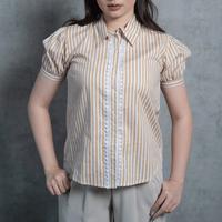 Gambar FAME | 9221590/1 | Striped Puff Short Sleeve Top | Blouse Lengan Pendek, Atasan Garis | Ready Stock - Biru, M dari FAME Official Kota Surabaya 1 Tokopedia