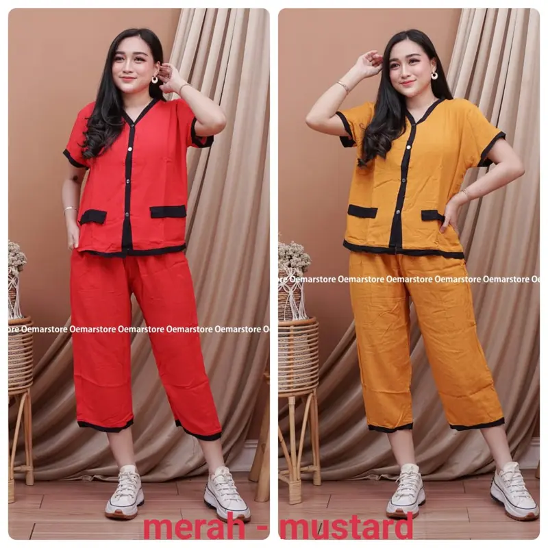 PAKET HEMAT 2 PCS 80RB one set croptop setelan wanita kekinian baju santai tangan pendek daily ootd bahan RAYON 4