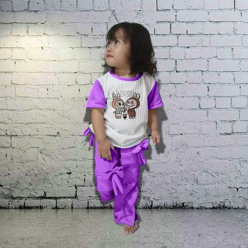 Setelan Anak Perempuan Labubu Bahan Baby Terry Baju Setelan Anak Perempuan Labubu Parsel 4