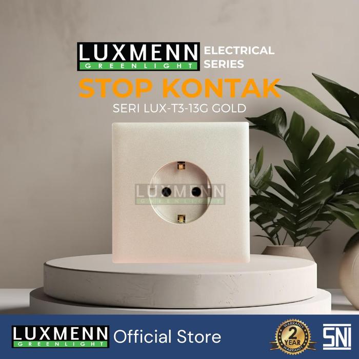 Gambar Luxmenn Stop Kontak Gold Seri LUX-T3-13G 16A 250V Kualitas Terbaik SNI Tahan Api Anti Gores Elegan Best Seller - Socket dari Luxmenn Lighting LED Kota Administrasi Jakarta Utara Tokopedia