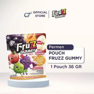 Fruzz Gummy Permen Mix Rasa Buah Anggur, Melon dan Apel 36 Gram - [1 Pouch]