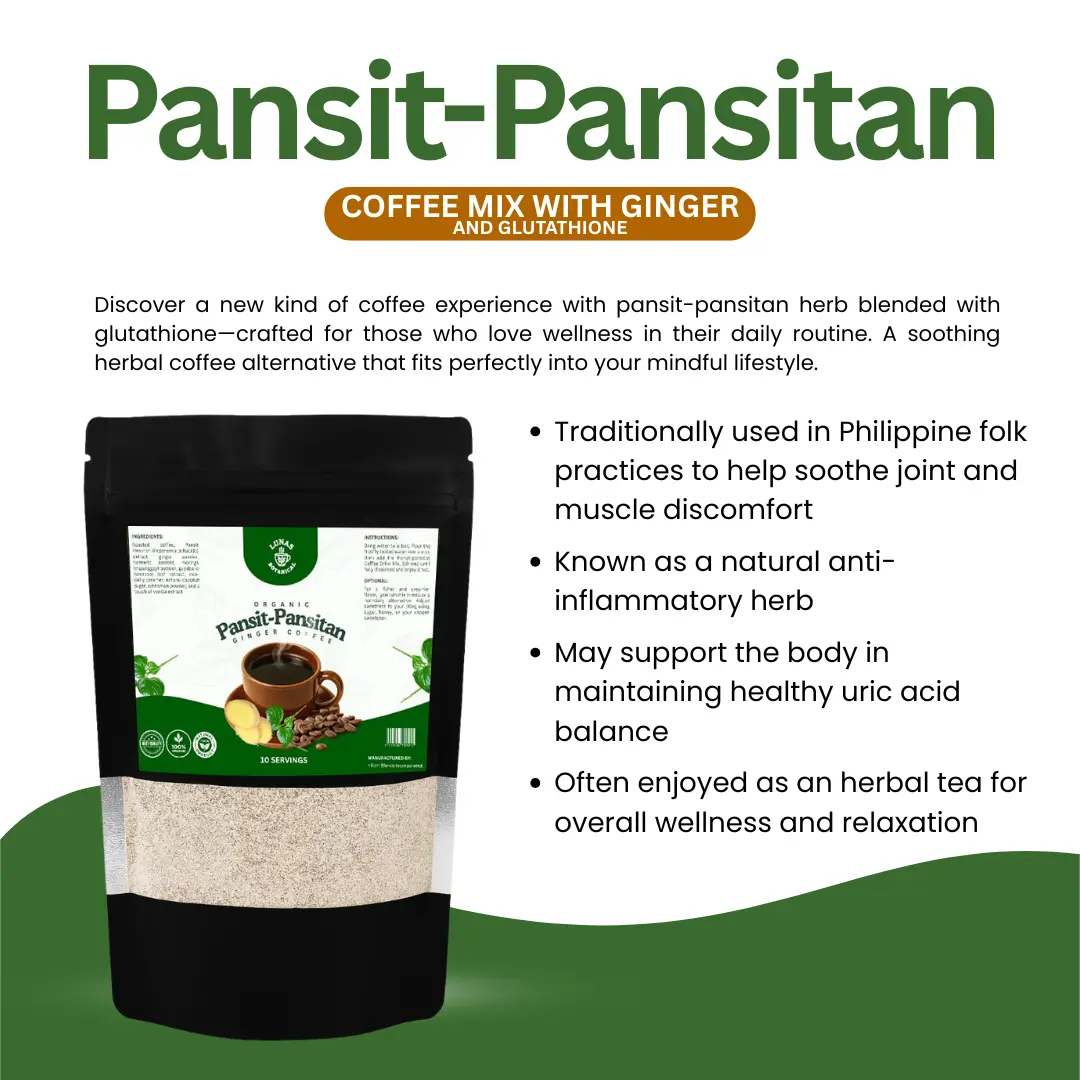 Pansit Pansitan Coffee Herbal Coffee Mix with Ginger and Glutathione Beverage - Daily Boost for Immunity & Pansit Pansitan Coffee Herbal Coffee Mix with Ginger and Glutathione Beverage - Daily Boost for Immunity &