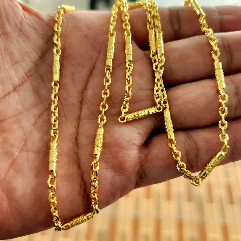 Kalung Bambu Pasir Rantai Nori Lapis Emas Kuning 3