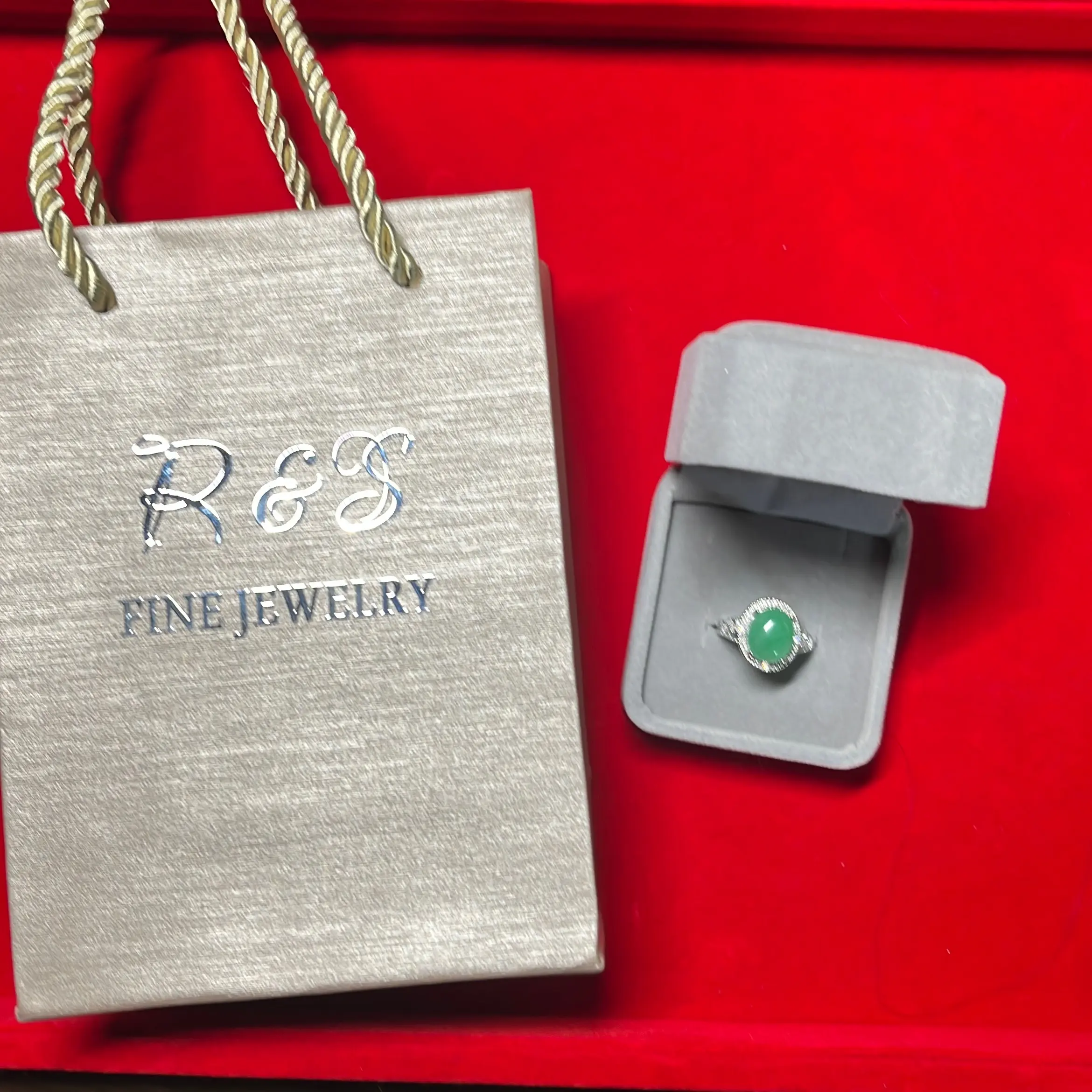 247. R&S jade ring adjustable 925 silver