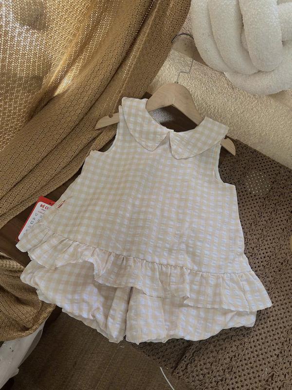 Set Áo Sát Nách Cổ Sen Bèo Kiểu  Kèm Quần Đùi Bí 39V  Dành Cho Bé Gái