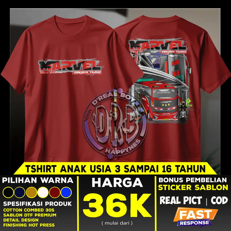 Baju Bus Anak ALBINO jb3 Dan MRVEL JB5 SANJYATRAN  dengan Stiker Gratis | Kaos Basuri Telolet | Foto Real | COD | Fashion 3