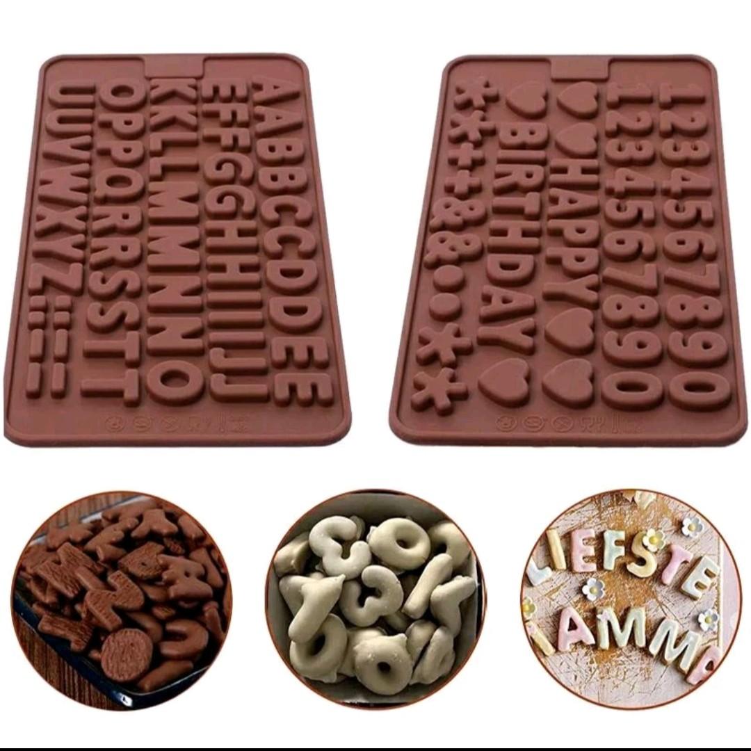 Cetakan Coklat Silikon karakter ,Huruf, Angka dan Kotak Set Kitchenware