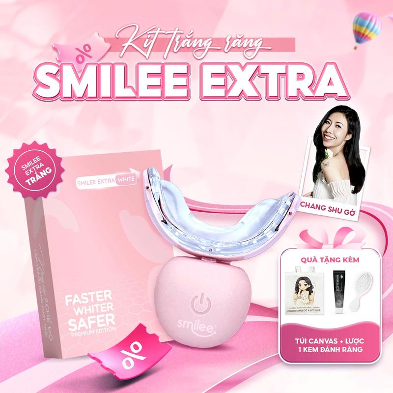 [CSG_DEAL ĐỘC QUYỀN] Bộ Kit Hỗ Trợ Làm Trắng Răng Smilee Extra White (Phiên bản cải tiến)  - Duy trì độ trắng 8-12 tháng tuỳ cơ địa từng người  - Bảo hành 12 tháng + TÚI CANVAS ChangShuGo + 1 KEM ĐÁNH RĂNG + 1 LƯỢC CHANGSHUGO #KITEX