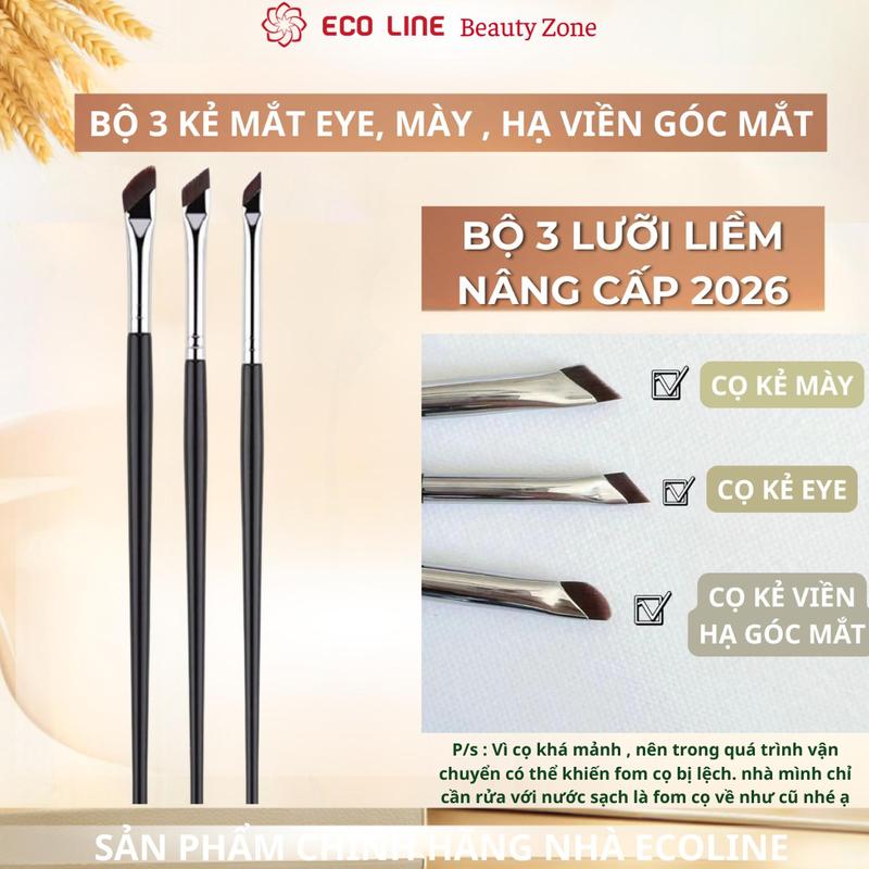 Cọ kẻ mắt lưỡi liềm nâng cấp bộ 3 cọ kẻ mắt eyeliner chi tiết tạo viền che…