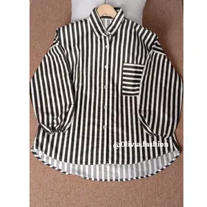 Kemeja Salur Wanita Bahan Katun Polly