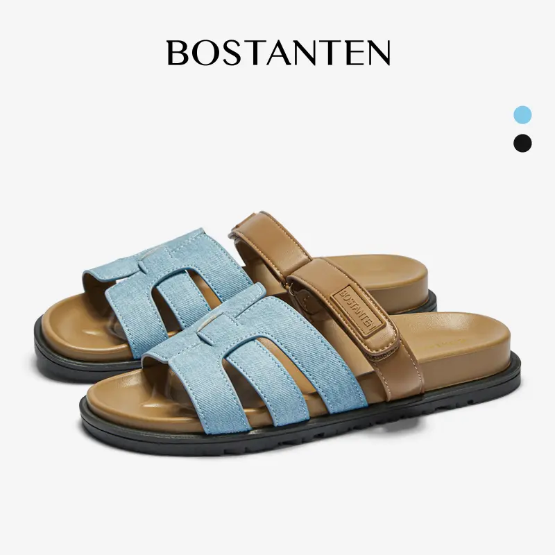 [Aethel​ shoes] BOSTANTEN Sendal Platform Stripe Sol Tinggi 2.7cm Model Terbaru Tampil Lebih Tinggi Stylish Kombinasi Warna Elegant