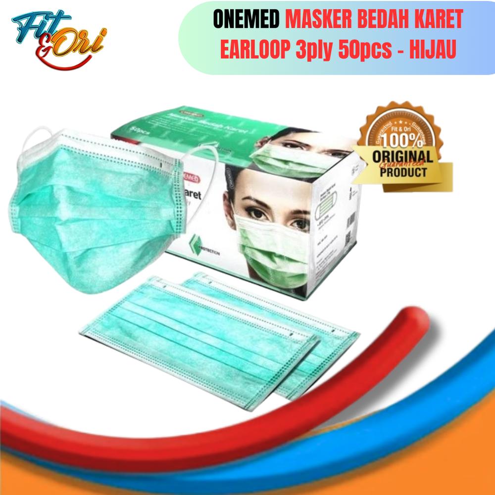 Onemed masker bedah karet earloop 3ply isi 50 pcs / Masker Earloop 3ply 3 ply Onemed - Biru
