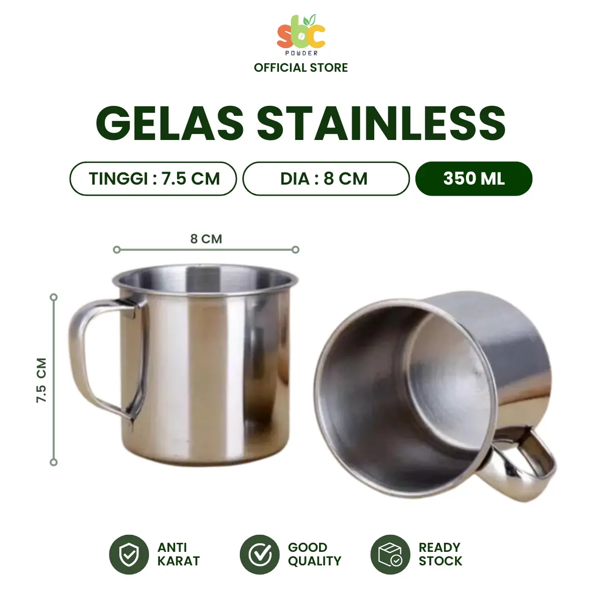 Mug Stainless/ Cangkir/ Gelas Aduk Stainless/ Alat Usaha - SBC x RD