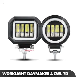 Lampu Tembak DAYMAKER 4 Mata CWL K40 Lensa 7D dengan Angel Eyes Lampu Sorot Tembak Motor Mobil Truk Bus