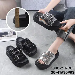 C Sandal Wanita Wedges 1380-1 Slip On Rubber Fashion Import
