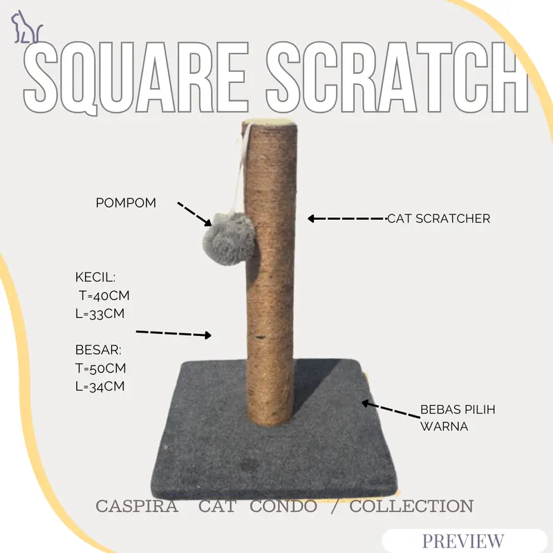 CASPIRA  SQUARE SERIES CaspiraCat Condo - Garukan Kucing - Cakaran Kucing - Cat Scratcher - Mainan Kitten Persia Anggora Himalaya Peaknose 2