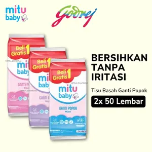 mitu baby wipes Beli 1 Gratis 1 2x50 sheets - Tissue Basah MITU Beli 1 Gratis 1
