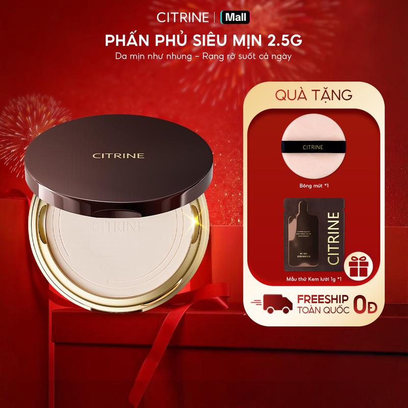  【Live Độc Quyền Phấn Phủ Nén Mini CITRINE  2.5g  – Nhẹ Mịn Hạn Chế Đổ Dầu Giữ Nền Lâu Trôi Suốt Ngày 