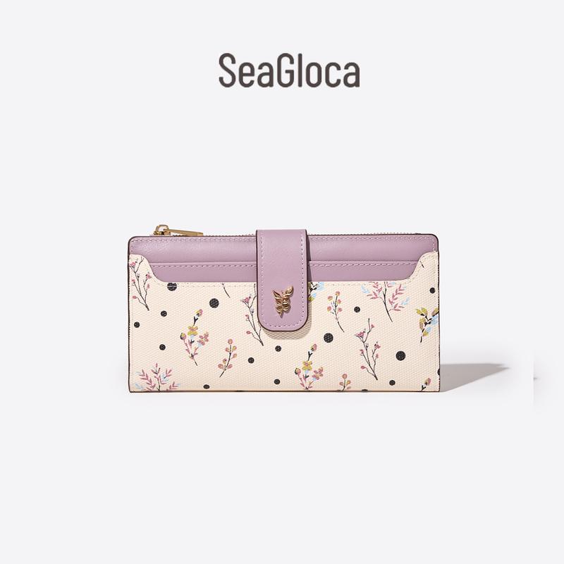 Ví Dài, SeaGloca, Thời Trang Mới, Độc Đáo, Thiết Kế Cổ Điển Đơn Giản, In Hoa Tươi, Có Khóa Kéo, Dành Cho Nữ, No. 2414