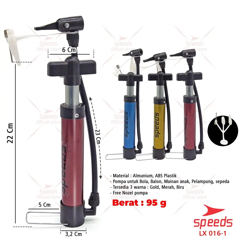 SPEEDS Pompa Angin Jarum Manual Bola Basket Sepak Futsal Volly Pump Ball LX 016-1 1