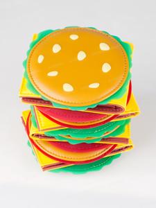 Bonita cartera plegable con forma de hamburguesa, Tarjetero de bloque de color, Moderna cartera para mujeres y chicas, Moderna y versátil cartera de alta calidad para el día a día