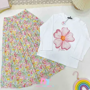ANINDITA FLOWER PINK SETELAN ROK RAYON KAOS ANAK PEREMPUAN FLOWER