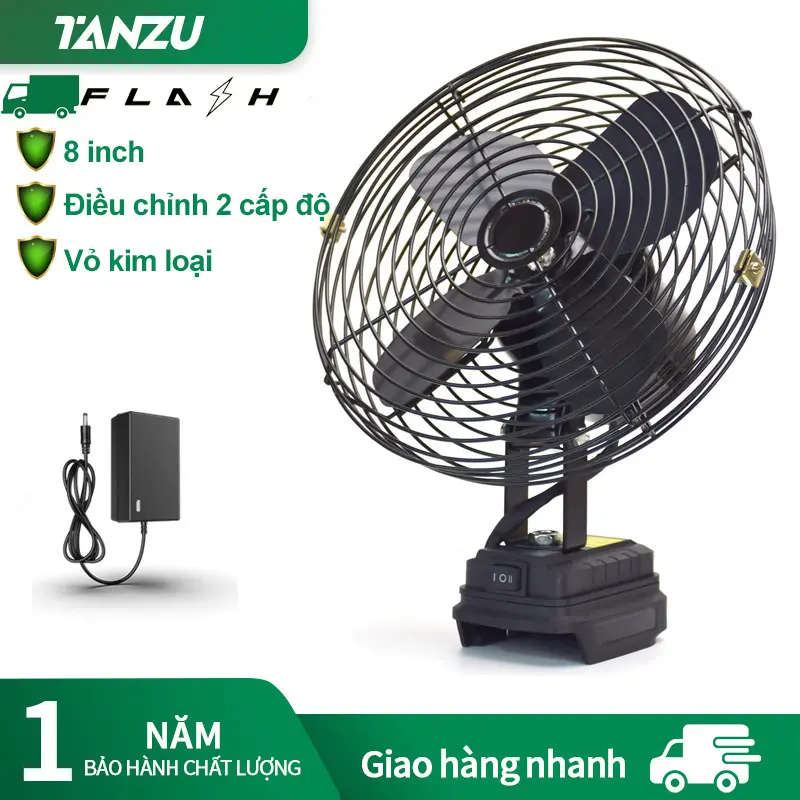 TANZU Quạt không dây 8 Inch Cầm tay Công nghiệp Quạt ngoài trời có Pin với Lực gió mạnh + Điều chỉnh hai tốc độ QuạT Fan quạt tích điện cỡ lớn siêu mạnh 0