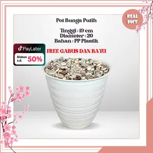 UNICO Pot Bunga Putih Free Gabus Dan Batu Pot Dekorasi Taman Pot Tawon Pot Tirus Pirus PLB-PUTIH