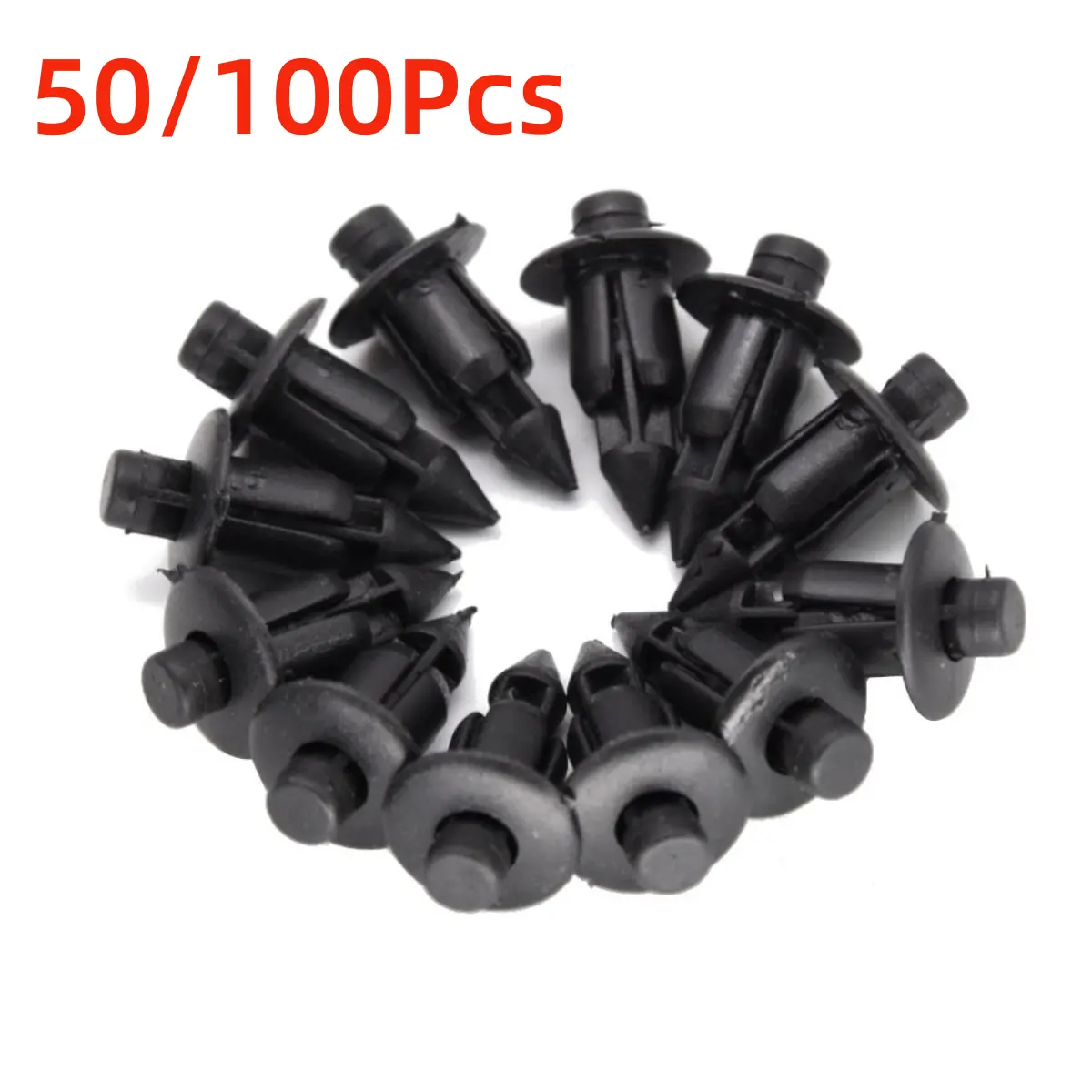 Klip Universal, 50 / 100Pcs, 6 / 8MM, Untuk Motosikal, Rivet Plastik, Sesuai untuk Y15, R25, R15, RS150, LC135, NVX, NMAX, VARIO, RFS150, Penahan Badan Kereta, Pin Tolak, Panel Rivet, Alat Acuan, Aksesori Kereta