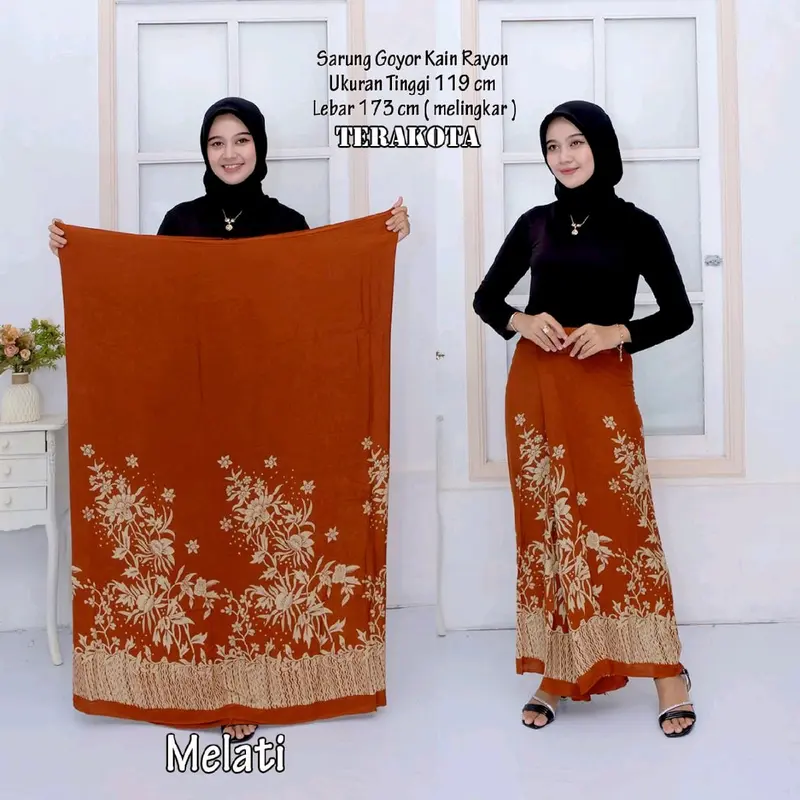 Fashion sarung halus Santriwati Putri Gloyor Motif Batik printing  Kain Rayon sarung  Remaja  Nyaman sarung Wanita Muslim 5
