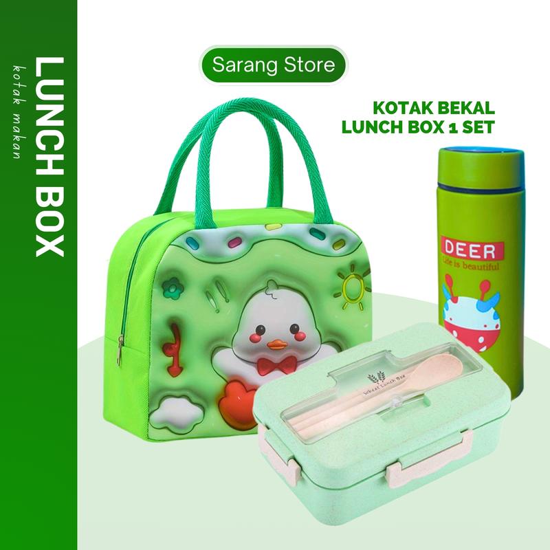 Tempat Makan Kotak Bekal Anak Sekolah TK SD Perempuan Laki Laki Lunch Box Set Tas Karakter Botol Minum Anti Tumpah 2