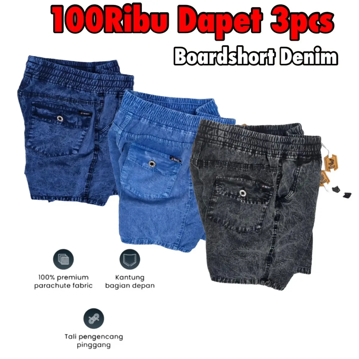 100 Ribu Dapet 3pcs Celana Pendek Pria /Boardshort Pria Dewasa Distro
