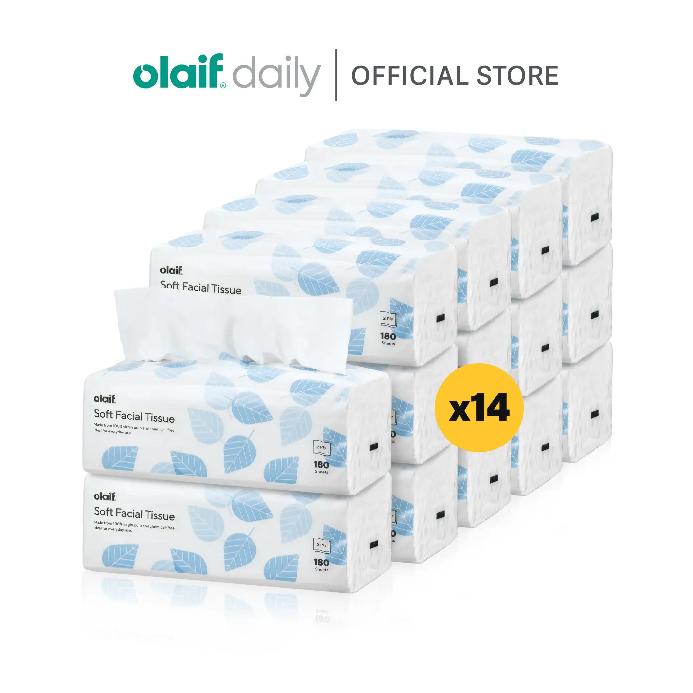 [Bundle 14] Olaif Daily Soft Facial Tissue - 14 Pak x 180 Lembar - Tekstur Ekstra Lembut