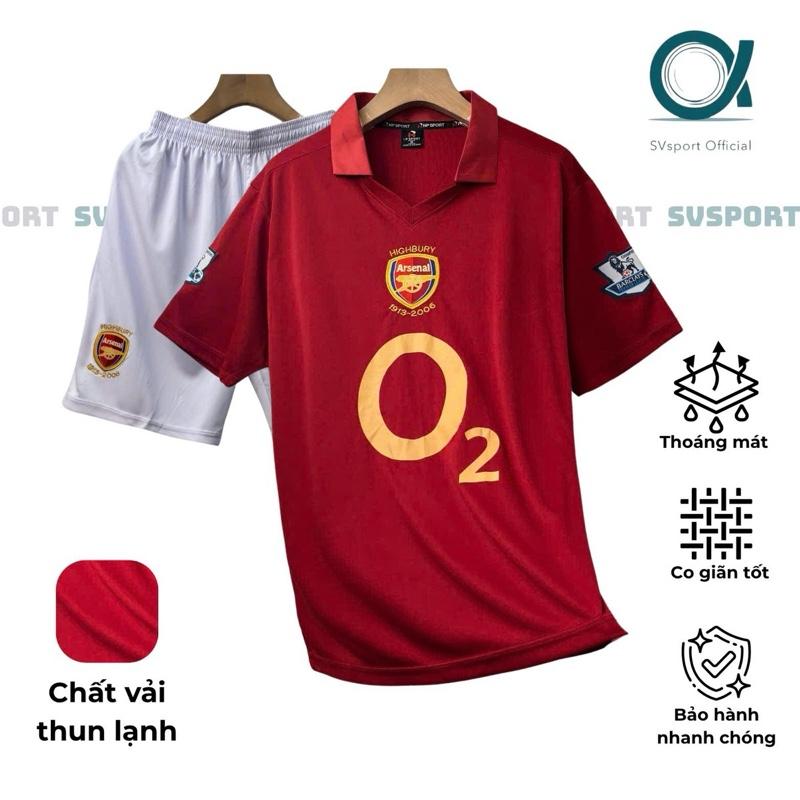 Bộ quần áo bóng đá, đồ đá banh RETRO ASENAL Logo thêu - Vải thun lạnh cao cấp