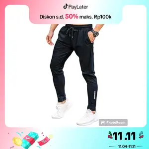Celana training pria buat lari jogging misty elastis tebal Olahraga Sport