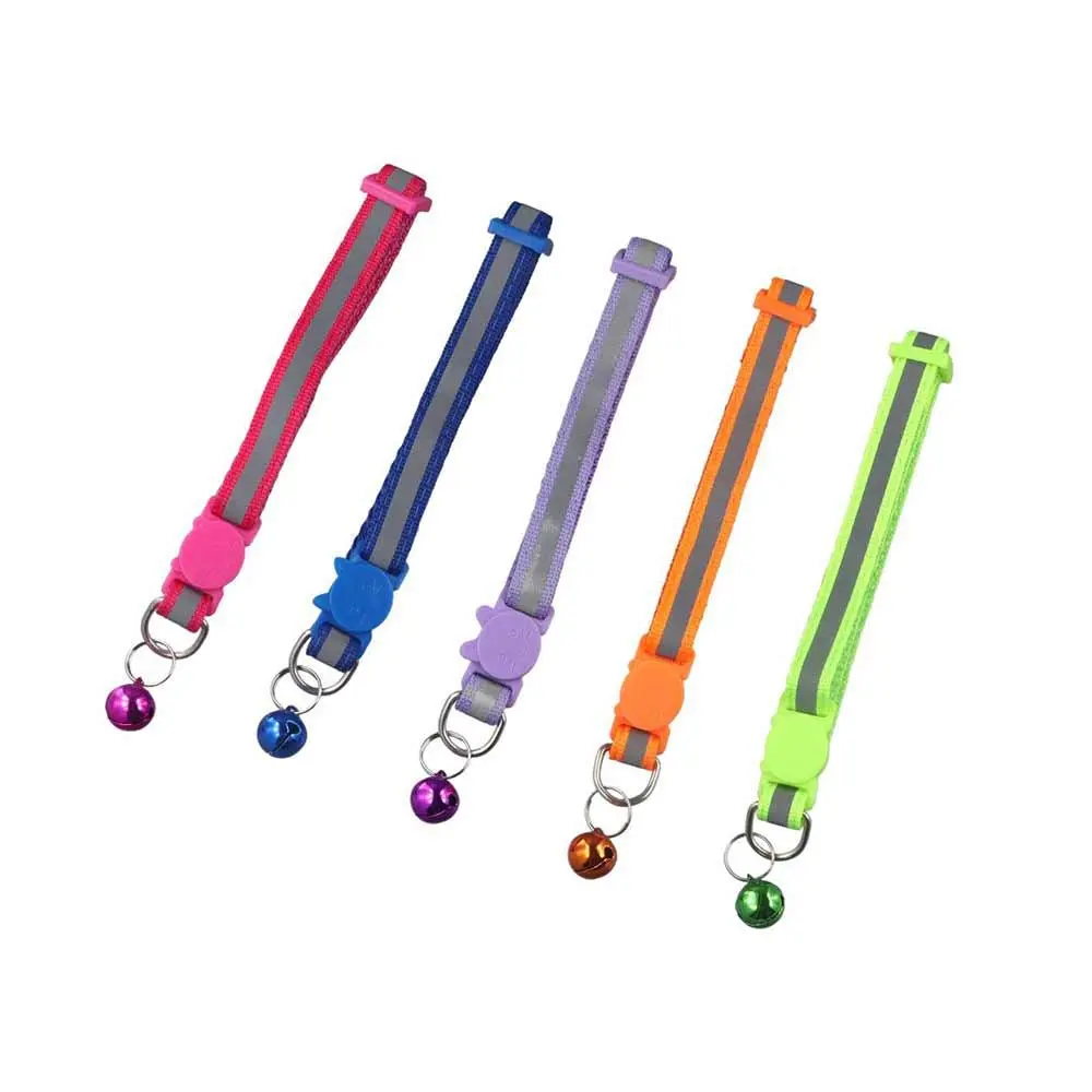 Multi-color Options Fashion Nylon Buckles Reflective with Bells Adjustable Size Cat Neck Strap Pet Accessories Kitten Decor Cat Collar