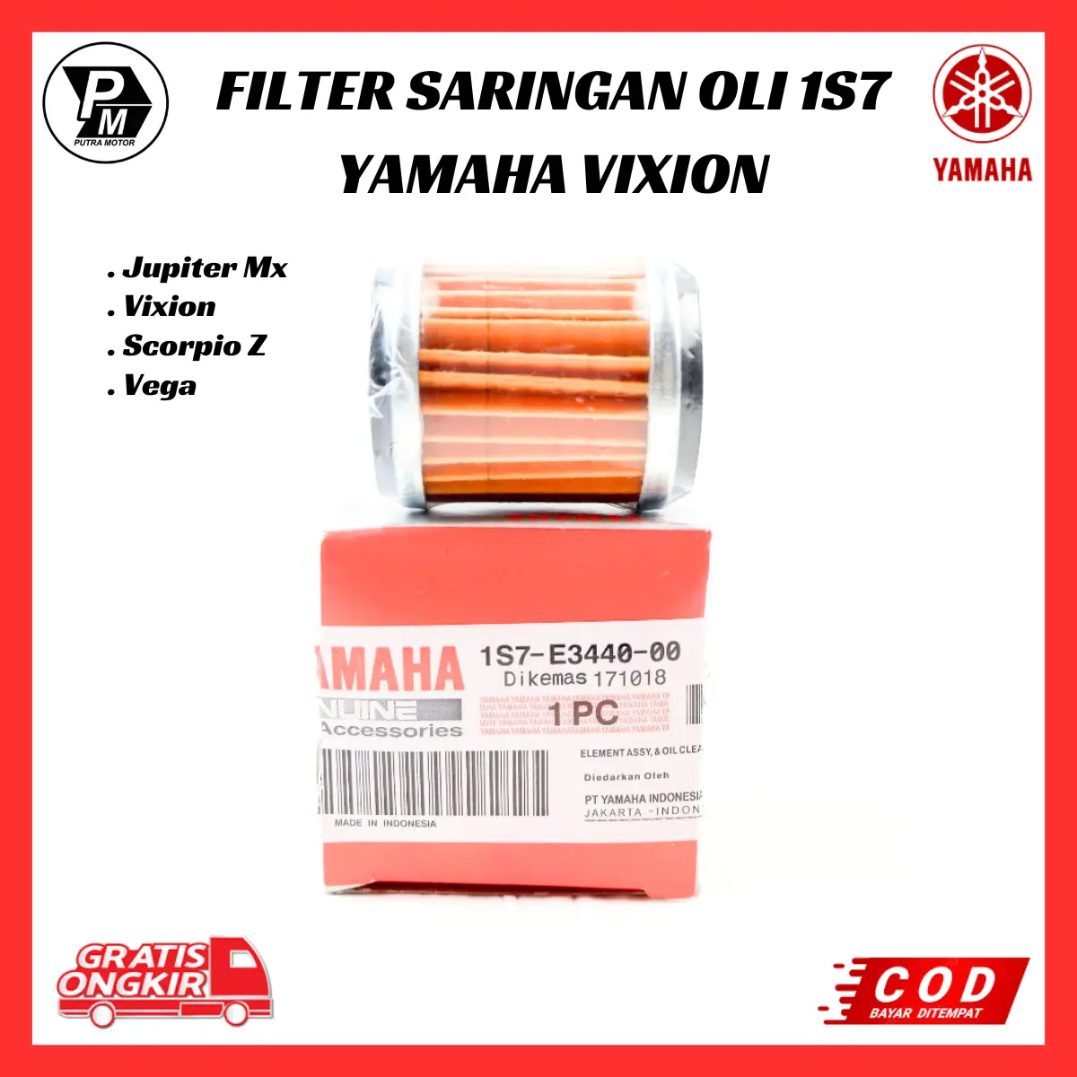 Filter Saringan Oli Yamaha Vixion - Jupiter Mx - Scorpio Z - Vega 1S7-E3440-00