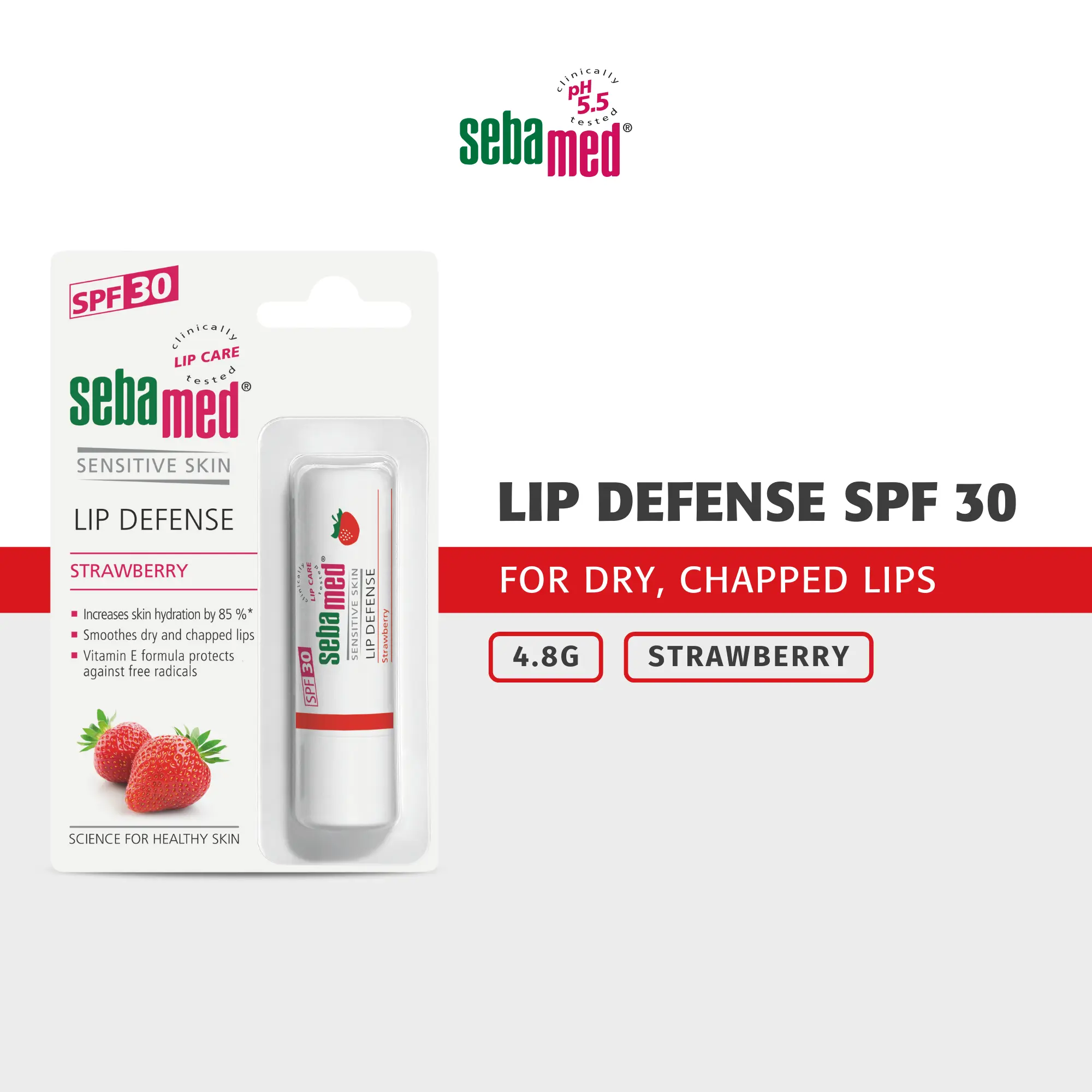 Sebamed Lip Defense SPF 30 4.8g - Strawberry