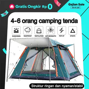 Keep Going Max-Tenda camping/tenda dengan jendela besar 4 sisi/tenda dua pintu dan dua jendela kapasitas 4-6 orang /tenda lipat portabel/tenda camping outdoor Hujan Portable