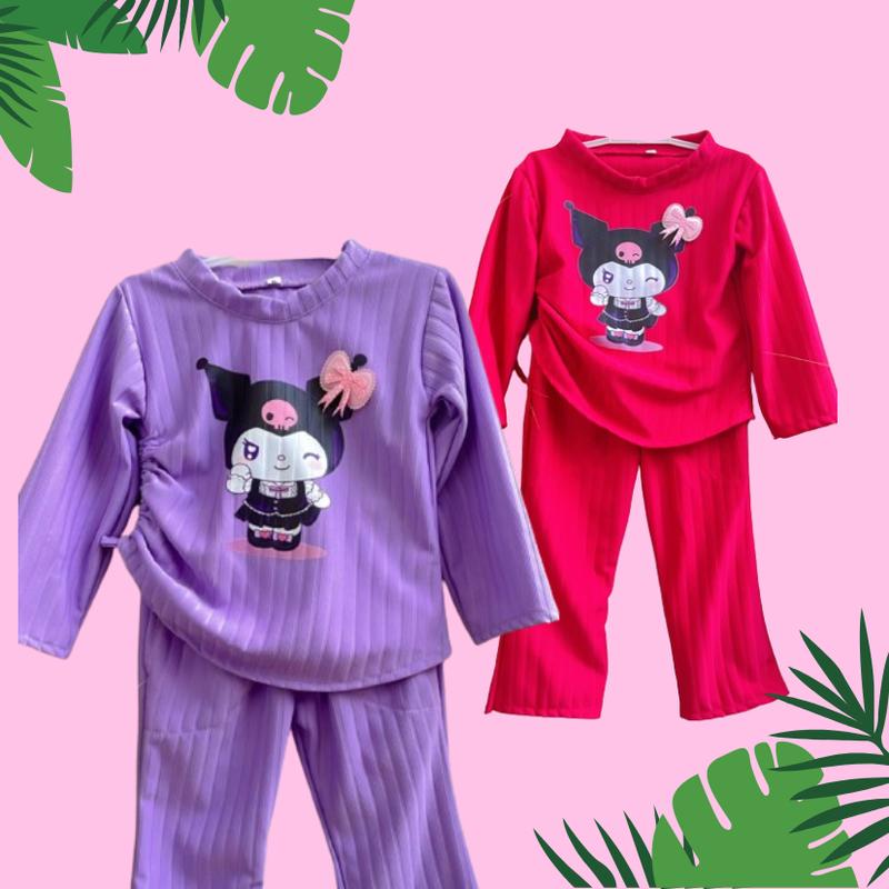Baju Anak Oneset Celana Cutbray Knit Hornet Dtf Kuromi Untuk Anak Usia 2 Sampai 12 Tahun - One Set Luna 0